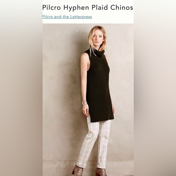 Anthropologie Pilcro and the Letterpress The Hyphen fit Plaid Chinos - Picture 1 of 10
